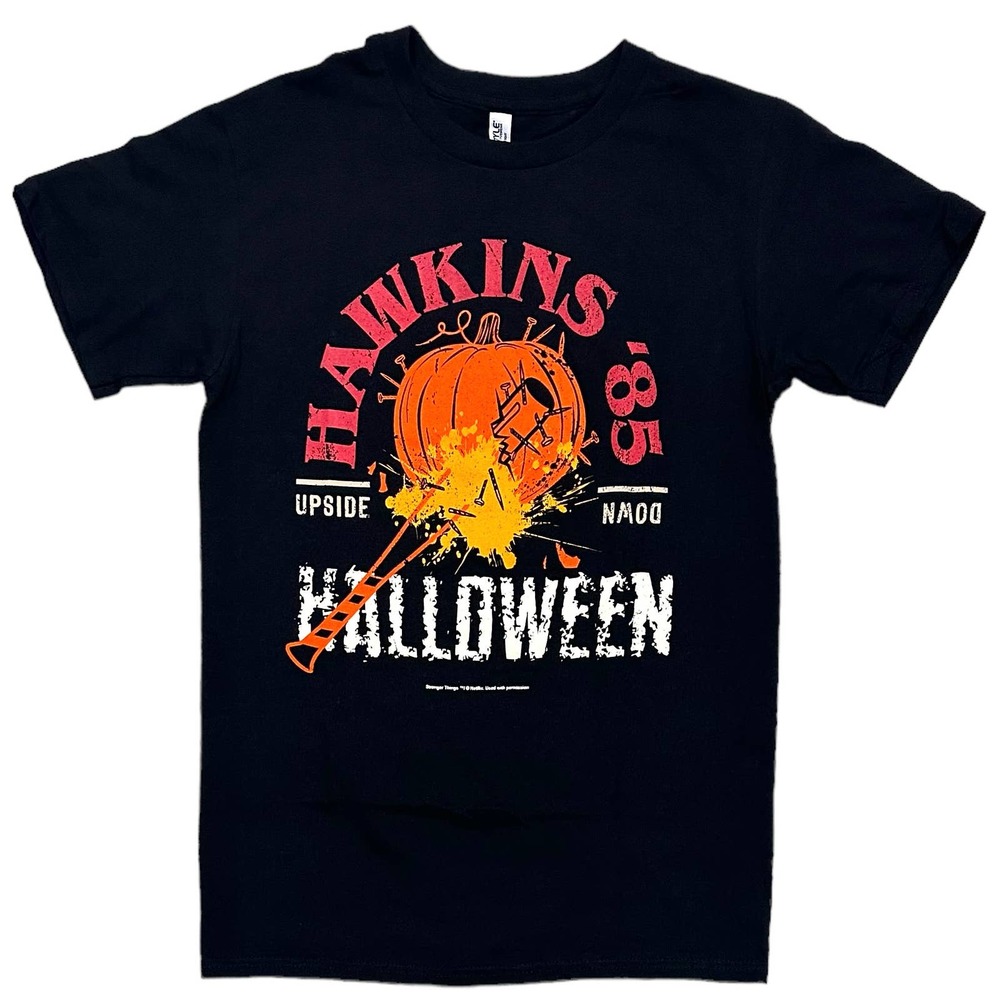 Stranger Things Men's Hawkins 1985 Halloween Horror Vintage Tee T-Shirt